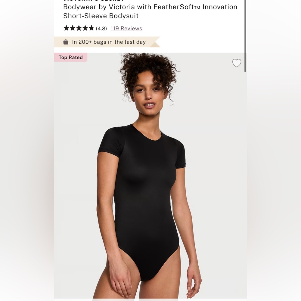 Black Victoria Secret Short-Sleeve Bodysuit